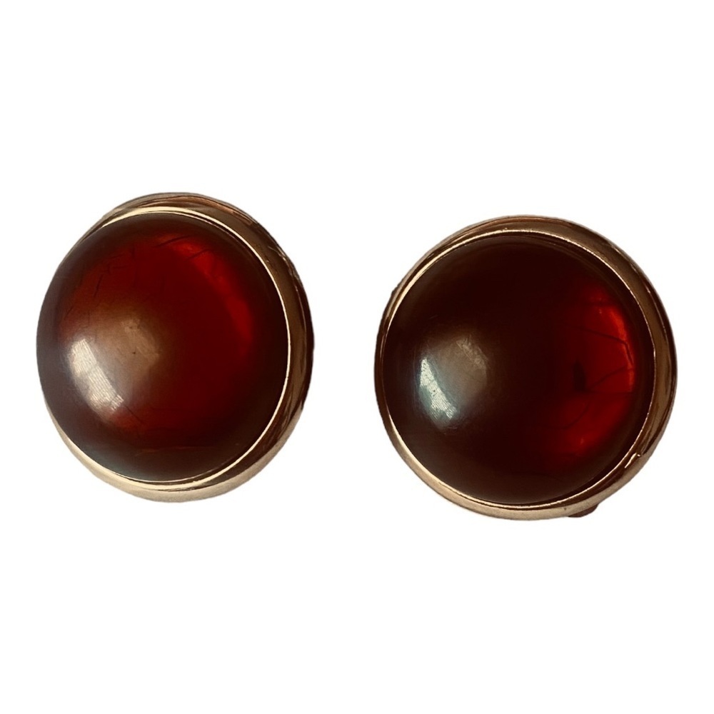 Vintage 60's  Bead Clip On Victorian Style Brown Gold Tone Earrings